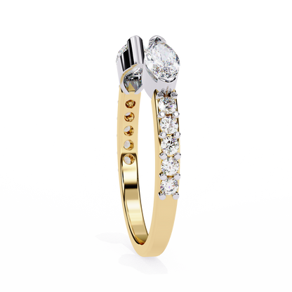 Modern Grace: Open 14K White Gold Ring with Lab-Grown Marquise Diamonds