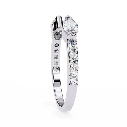 Modern Grace: Open 14K White Gold Ring with Lab-Grown Marquise Diamonds