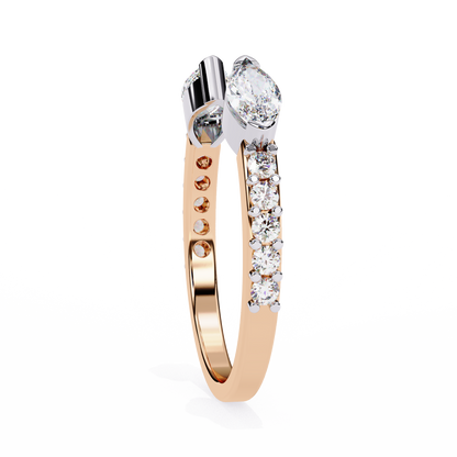 Modern Grace: Open 14K White Gold Ring with Lab-Grown Marquise Diamonds