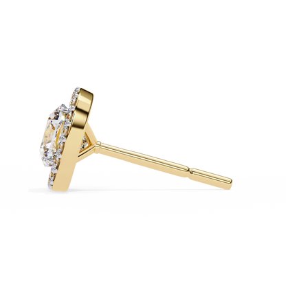 0.96CT Cushion Lab Grown Diamond Halo Earrings The perfect blend of classic elegance and modern style