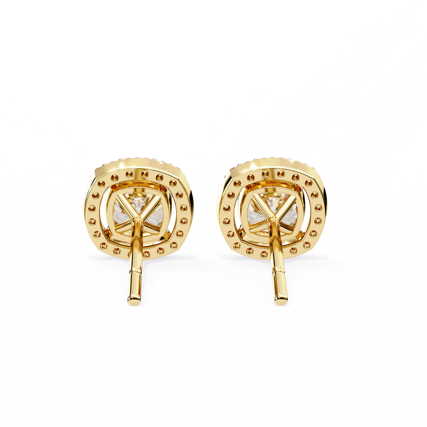0.96CT Cushion Lab Grown Diamond Halo Earrings The perfect blend of classic elegance and modern style