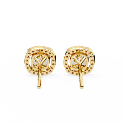0.96CT Cushion Lab Grown Diamond Halo Earrings The perfect blend of classic elegance and modern style