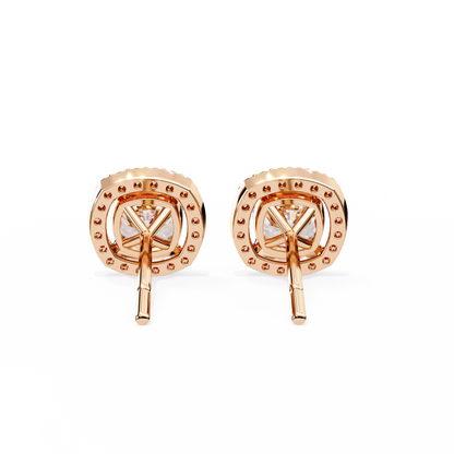 0.96CT Cushion Lab Grown Diamond Halo Earrings The perfect blend of classic elegance and modern style