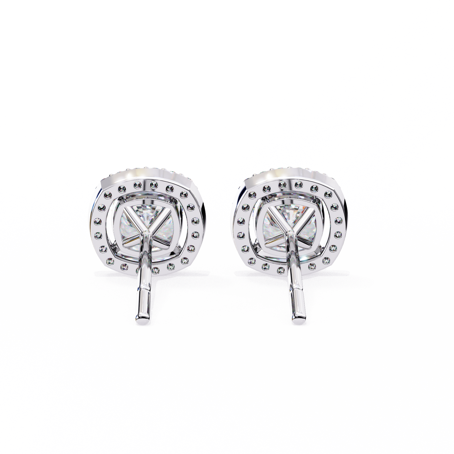 0.96CT Cushion Lab Grown Diamond Halo Earrings The perfect blend of classic elegance and modern style