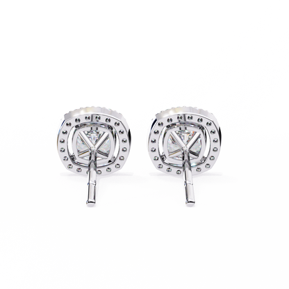 0.96CT Cushion Lab Grown Diamond Halo Earrings The perfect blend of classic elegance and modern style