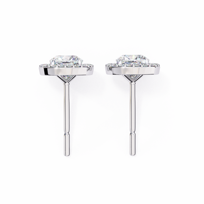 0.96CT Cushion Lab Grown Diamond Halo Earrings The perfect blend of classic elegance and modern style