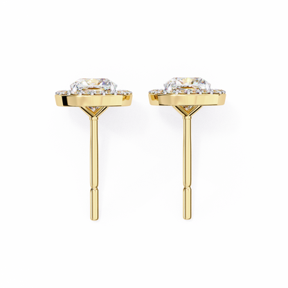 0.96CT Cushion Lab Grown Diamond Halo Earrings The perfect blend of classic elegance and modern style