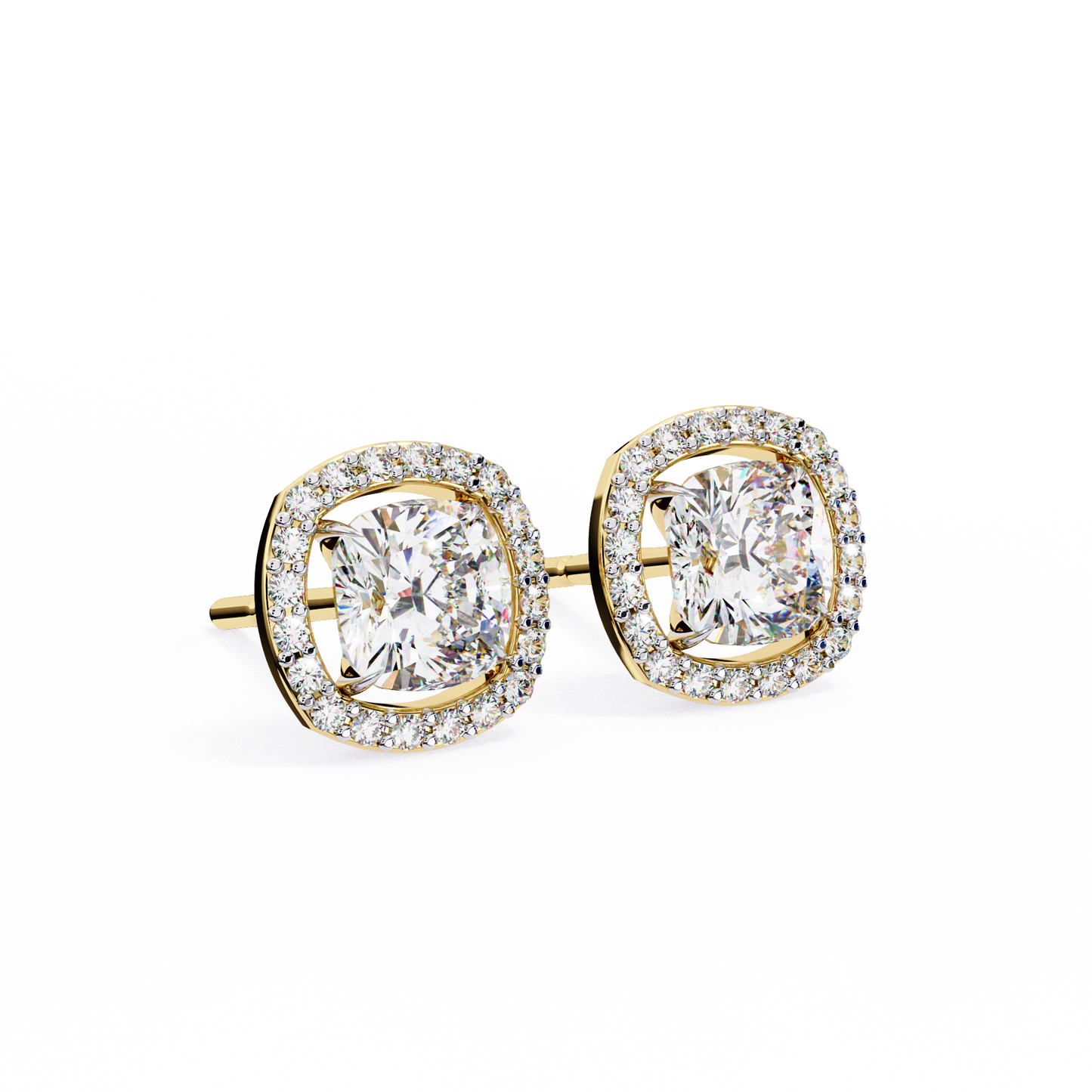 0.96CT Cushion Lab Grown Diamond Halo Earrings The perfect blend of classic elegance and modern style