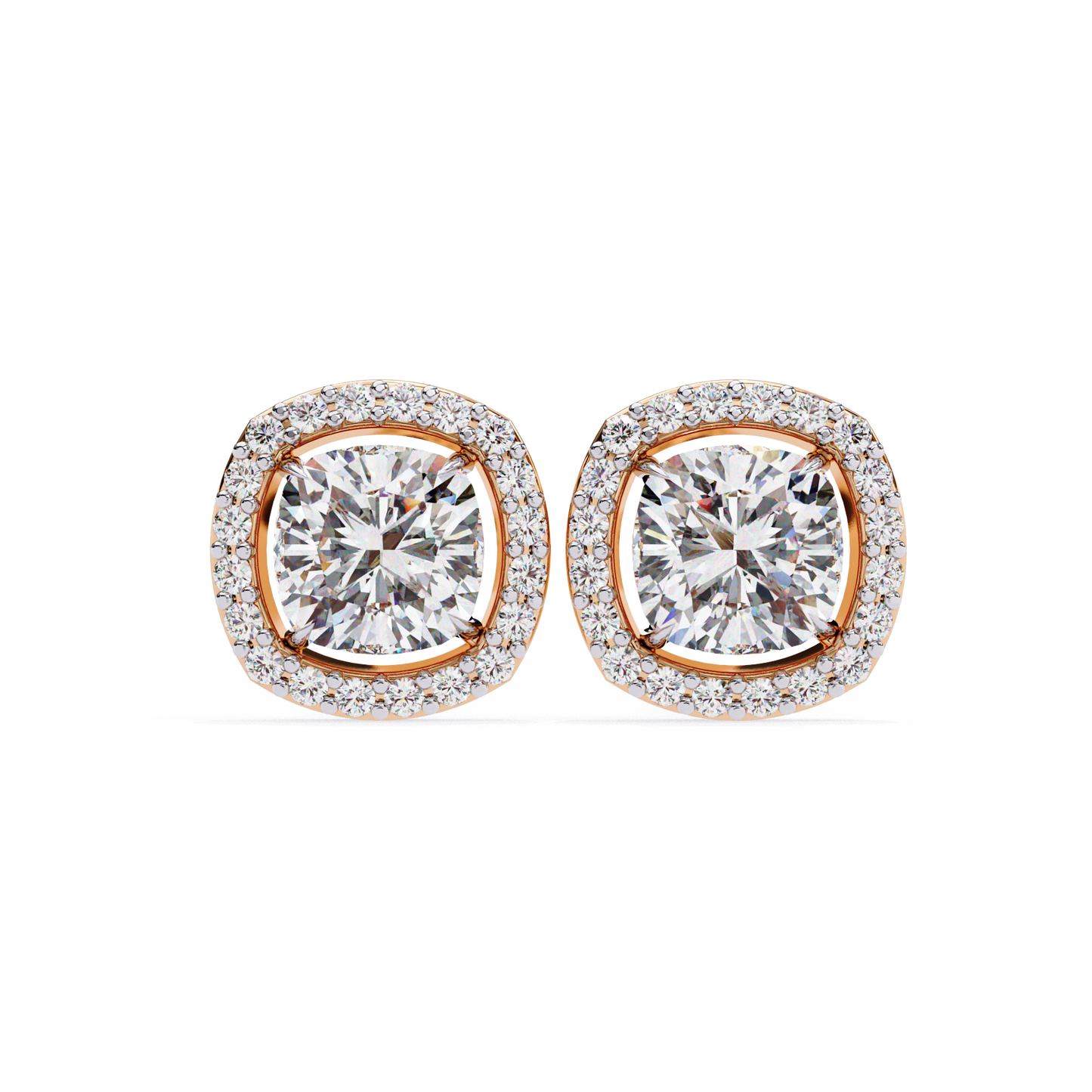 0.96CT Cushion Lab Grown Diamond Halo Earrings The perfect blend of classic elegance and modern style
