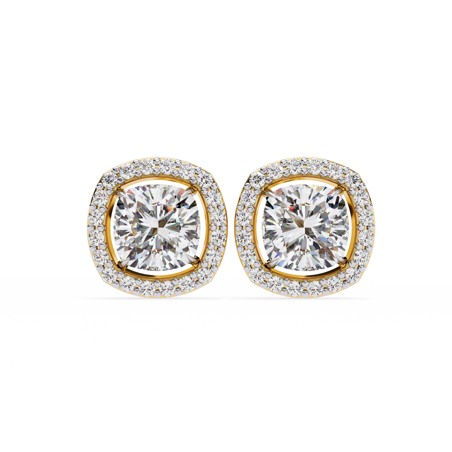 0.96CT Cushion Lab Grown Diamond Halo Earrings The perfect blend of classic elegance and modern style