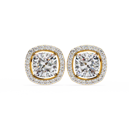 0.96CT Cushion Lab Grown Diamond Halo Earrings The perfect blend of classic elegance and modern style