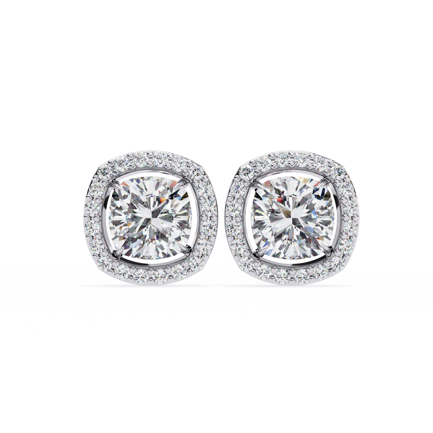 0.96CT Cushion Lab Grown Diamond Halo Earrings The perfect blend of classic elegance and modern style