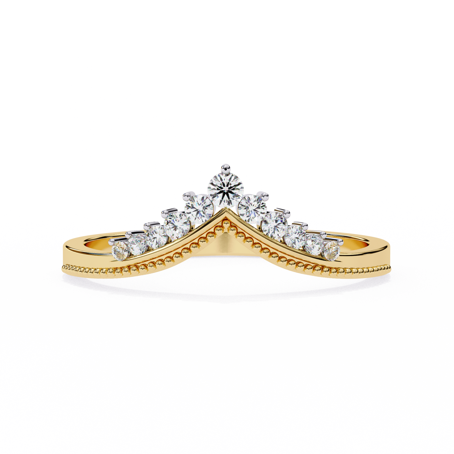 V-Cut Lab-Grown Diamond Ring with Royal Elegance , 14k Gold Diamond Ring