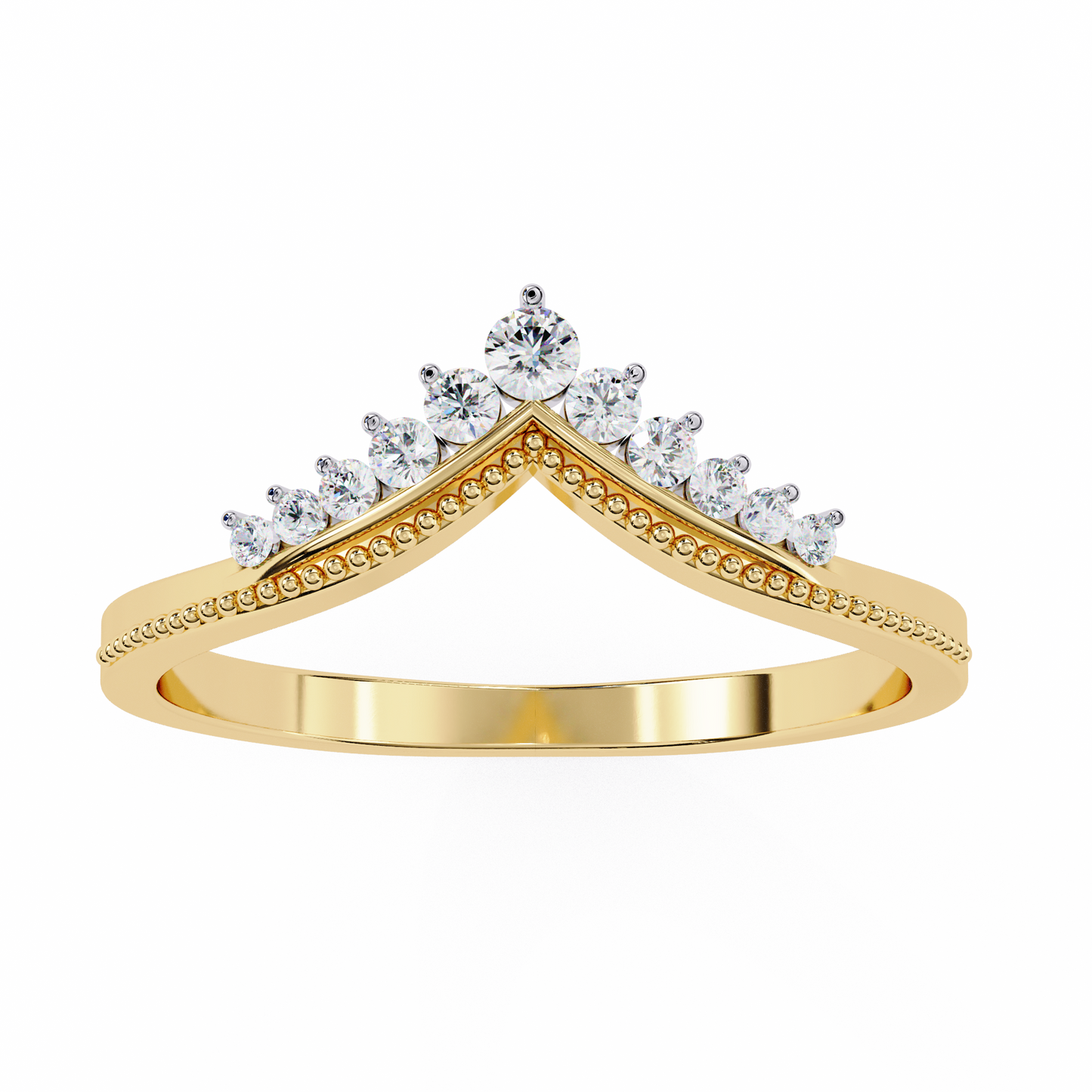 V-Cut Lab-Grown Diamond Ring with Royal Elegance , 14k Gold Diamond Ring