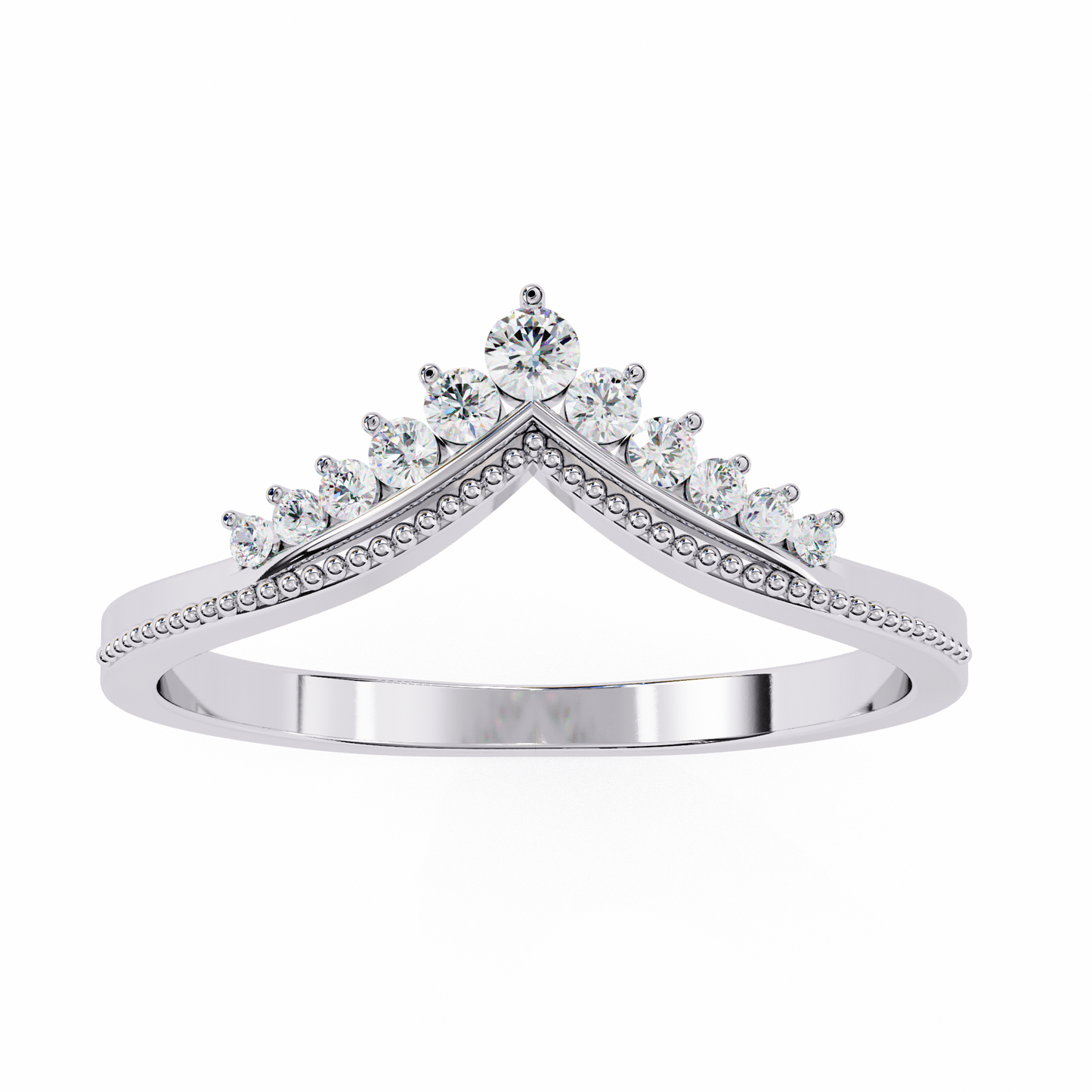 V-Cut Lab-Grown Diamond Ring with Royal Elegance , 14k Gold Diamond Ring