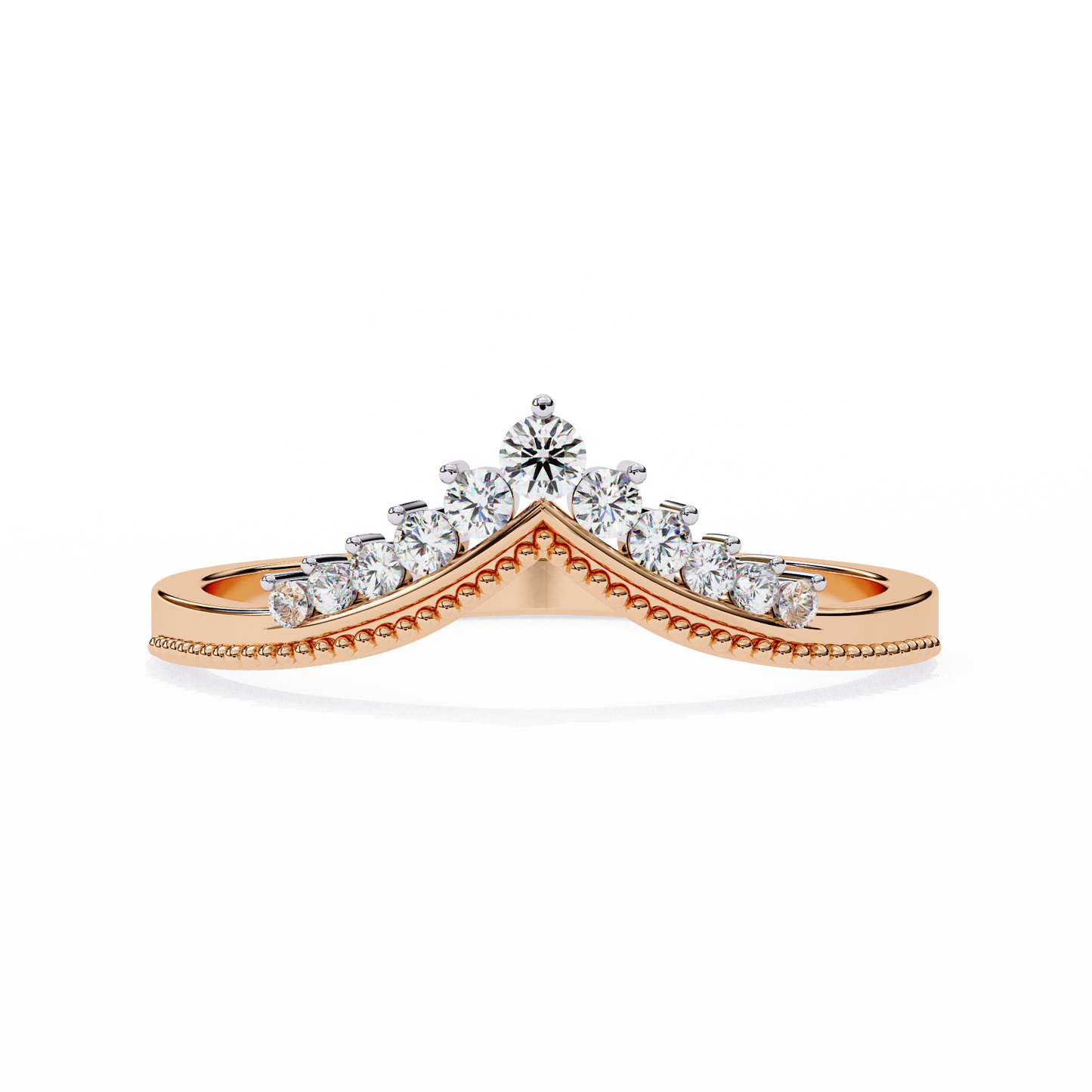 V-Cut Lab-Grown Diamond Ring with Royal Elegance , 14k Gold Diamond Ring