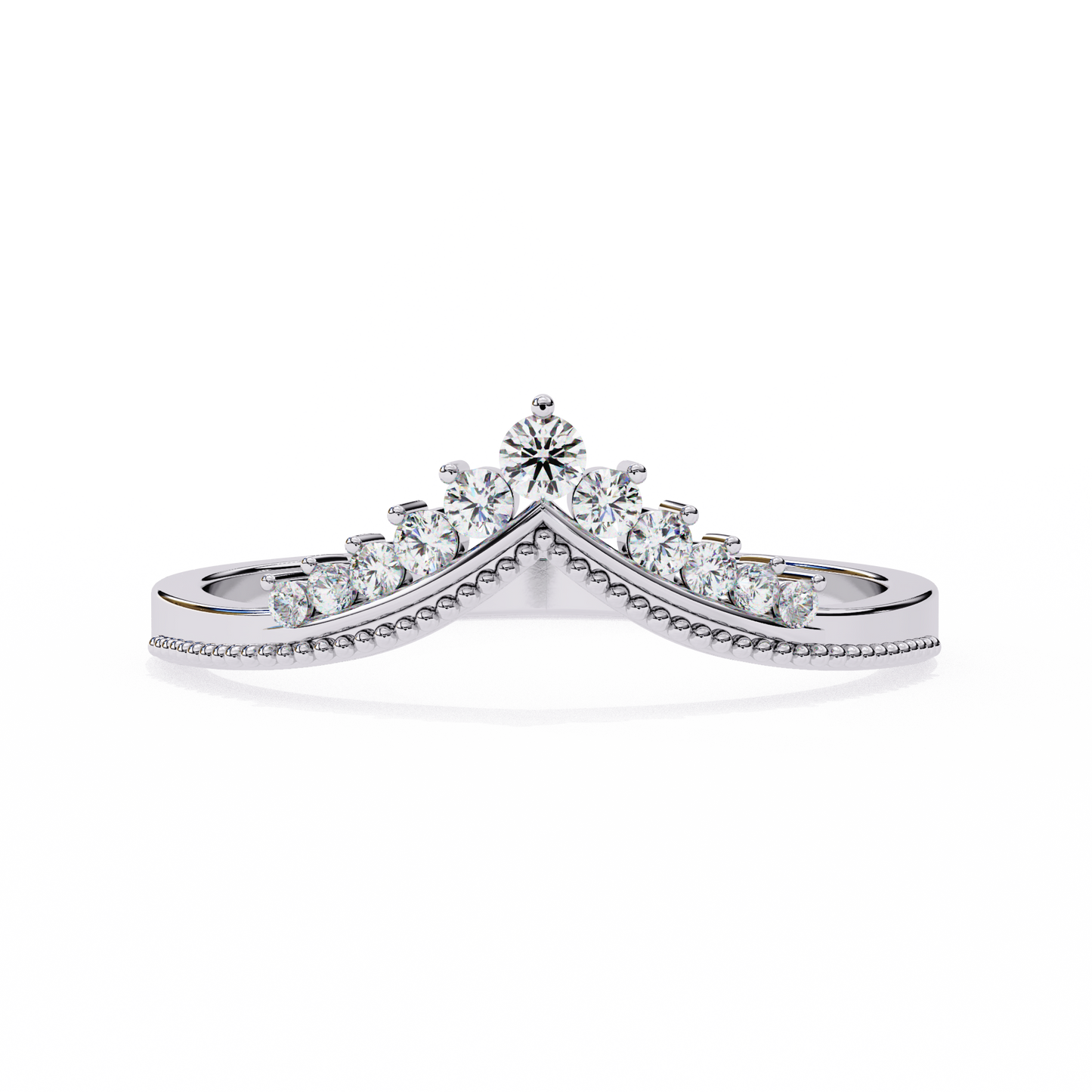 V-Cut Lab-Grown Diamond Ring with Royal Elegance , 14k Gold Diamond Ring