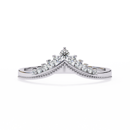 V-Cut Lab-Grown Diamond Ring with Royal Elegance , 14k Gold Diamond Ring
