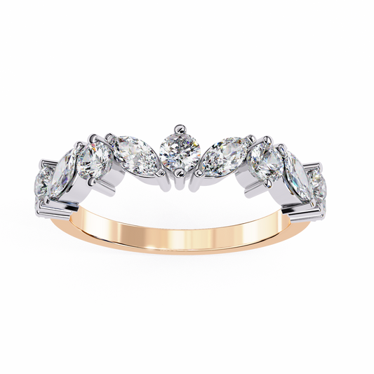 Lab-Grown Diamond Ring in Two-Tone Elegance , Round & Marquise Cut Lab Grown Diamond Ring