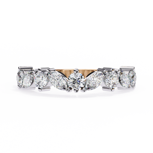 Lab-Grown Diamond Ring in Two-Tone Elegance , Round & Marquise Cut Lab Grown Diamond Ring