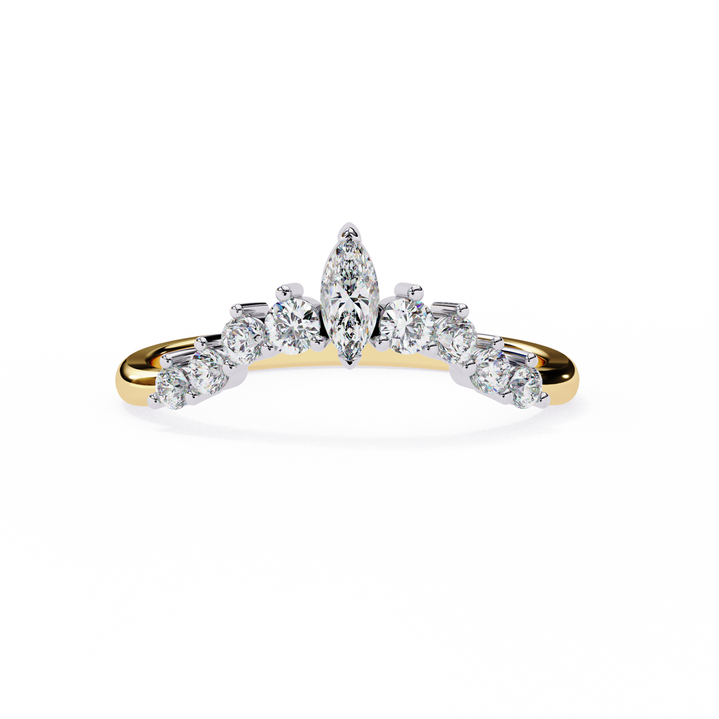 Tiara-Style Lab Diamond Ring with Marquise Center