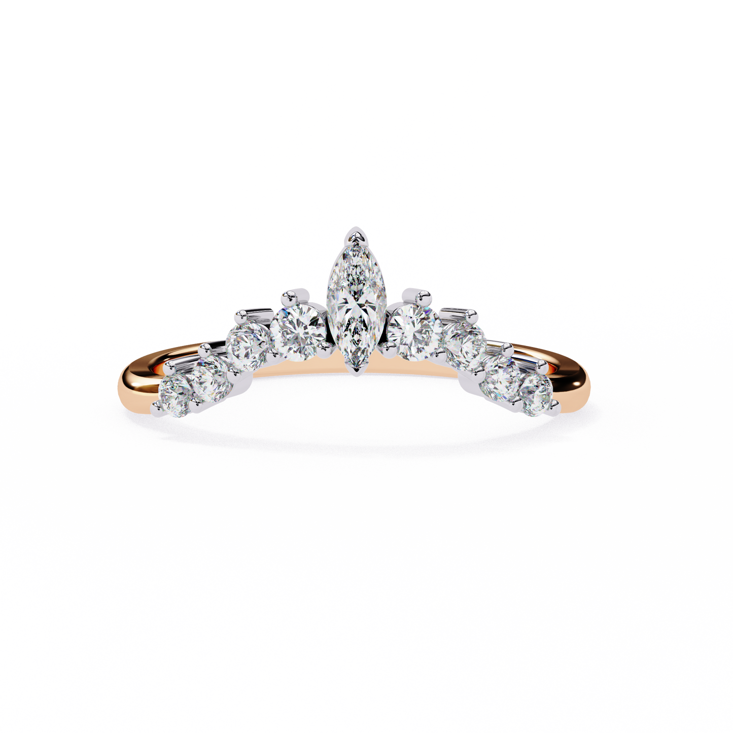 Tiara-Style Lab Diamond Ring with Marquise Center