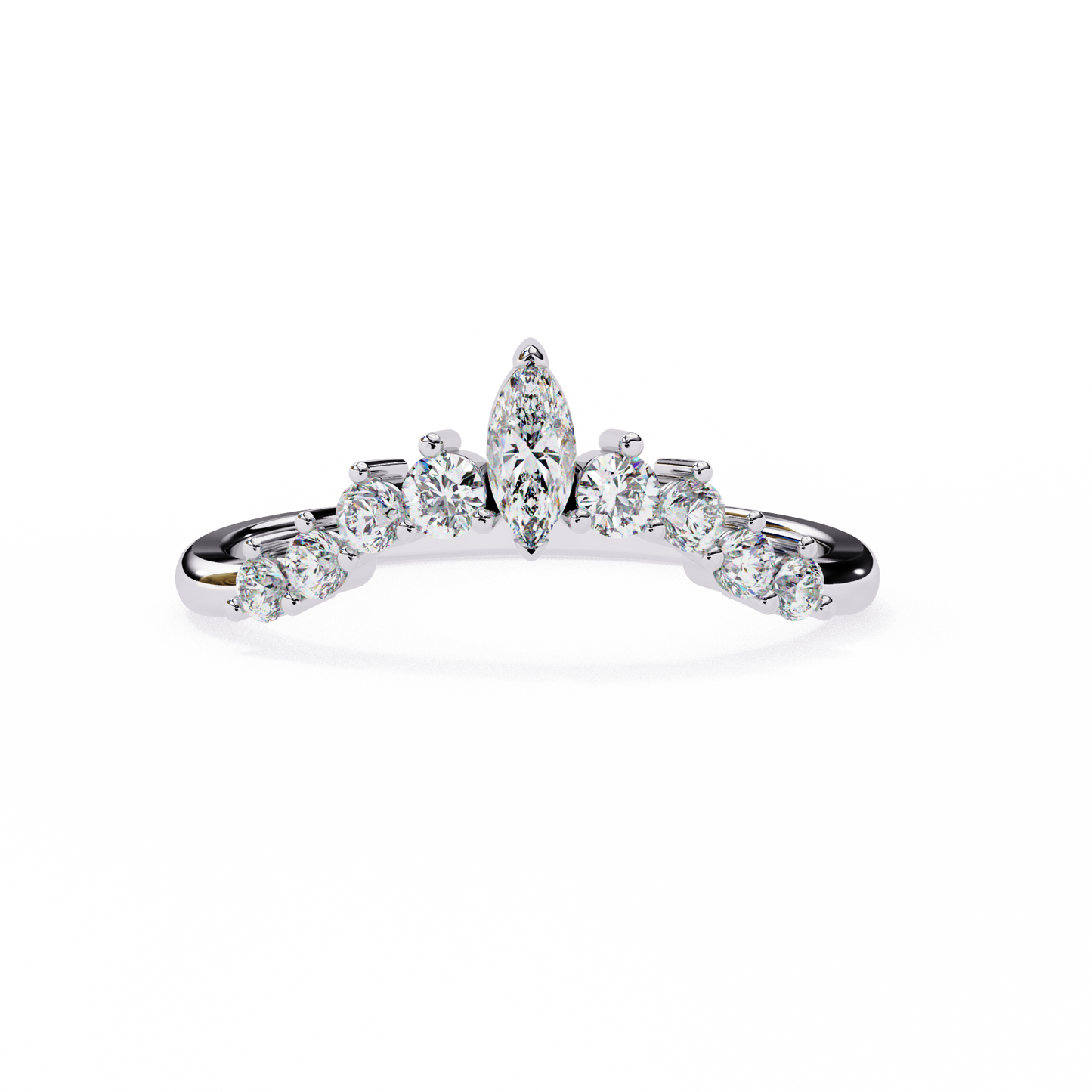 Tiara-Style Lab Diamond Ring with Marquise Center