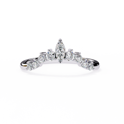 Tiara-Style Lab Diamond Ring with Marquise Center