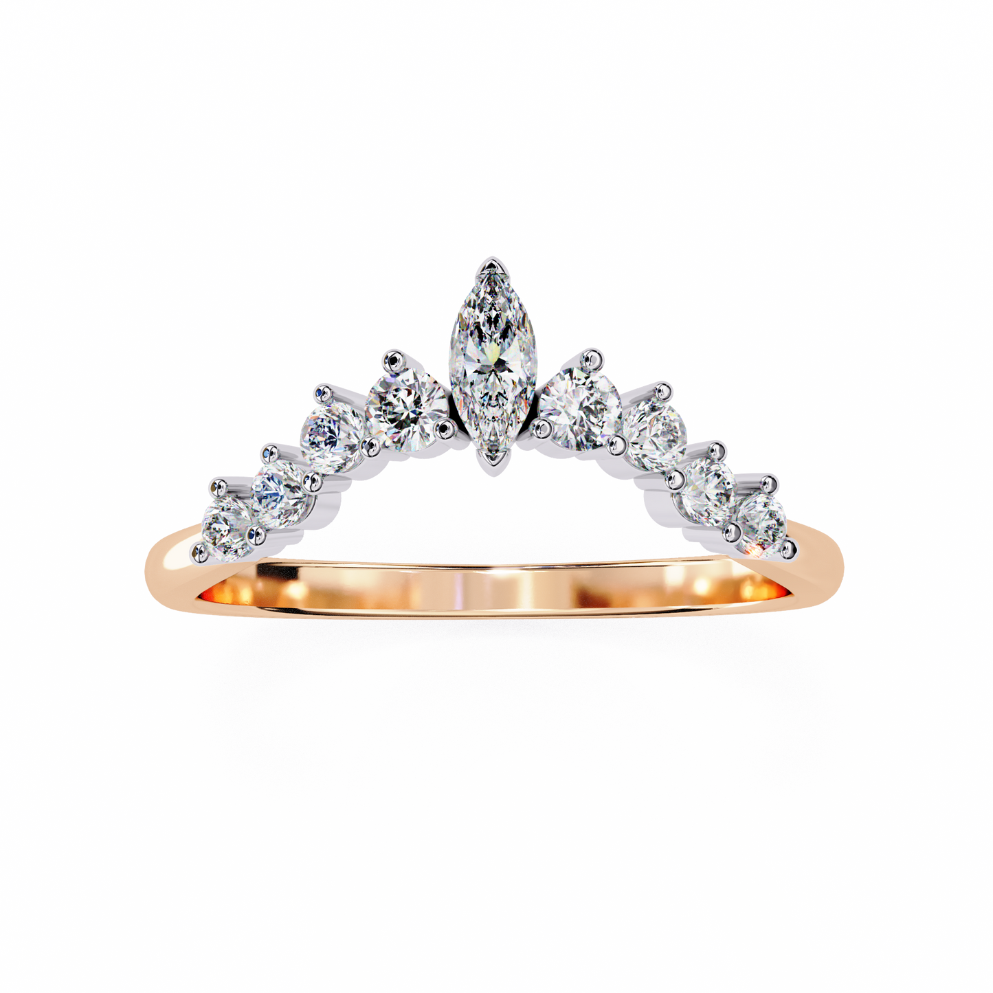 Tiara-Style Lab Diamond Ring with Marquise Center