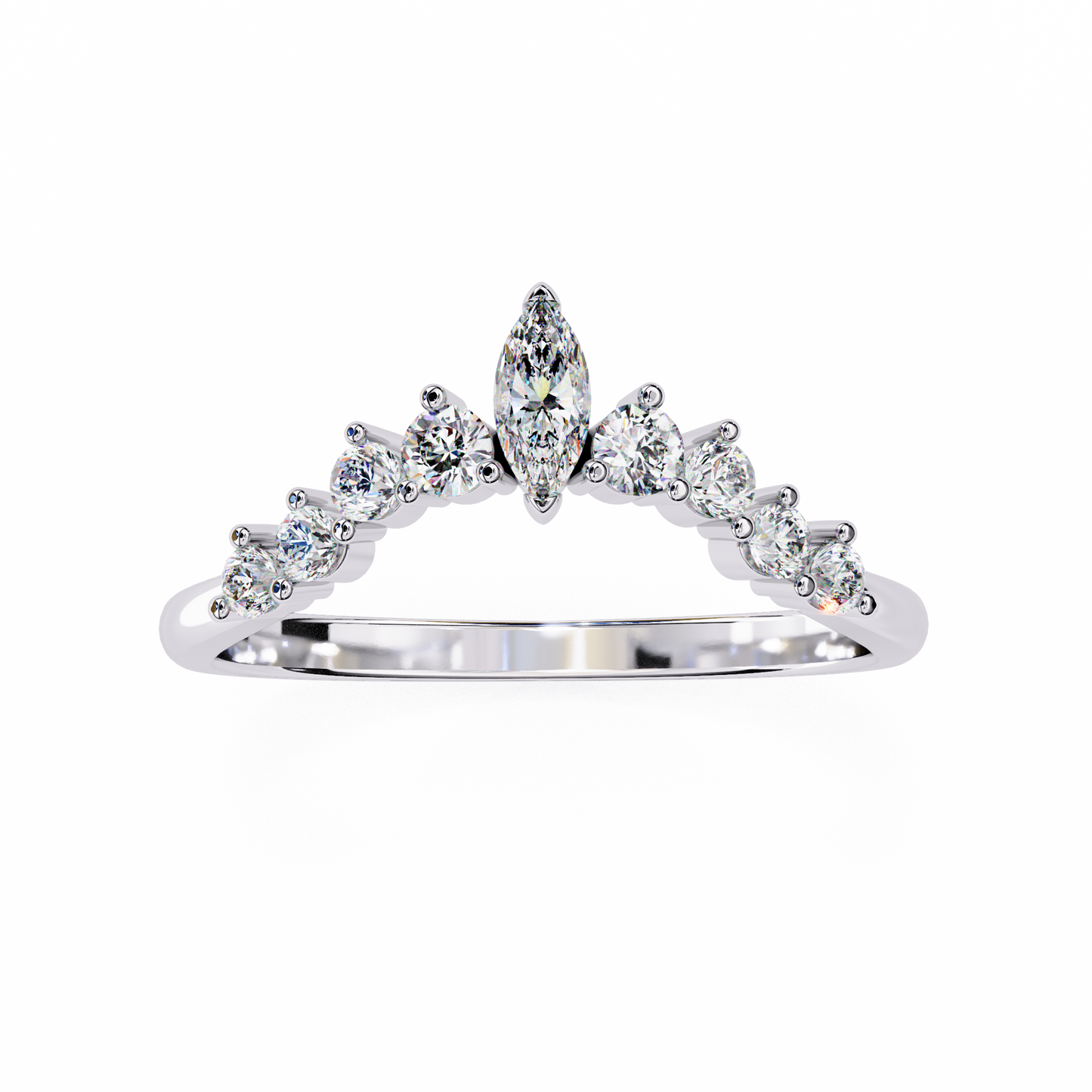 Tiara-Style Lab Diamond Ring with Marquise Center