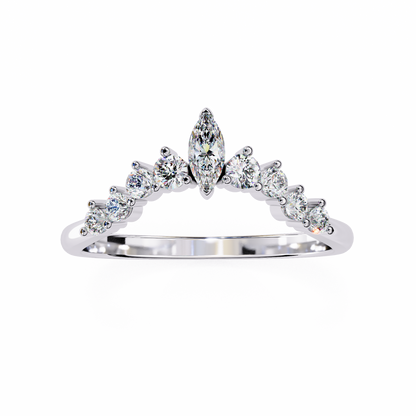 Tiara-Style Lab Diamond Ring with Marquise Center