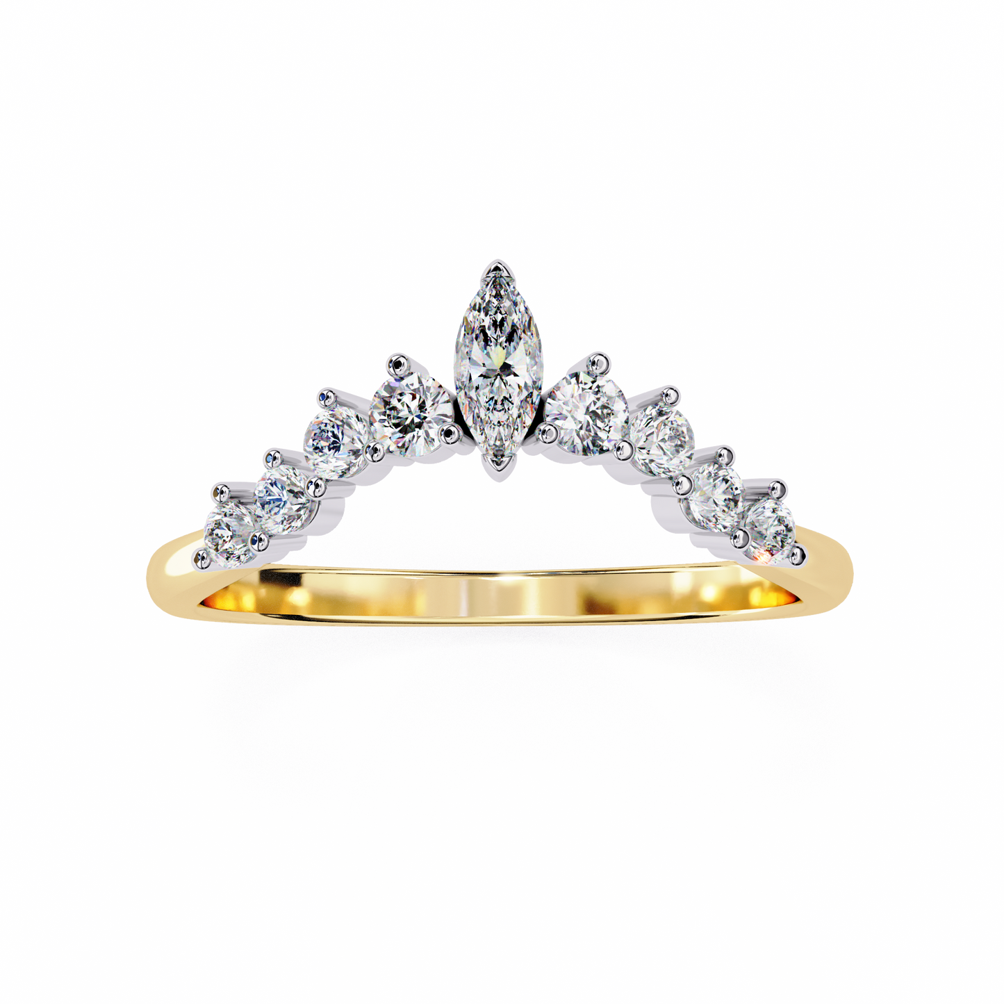 Tiara-Style Lab Diamond Ring with Marquise Center