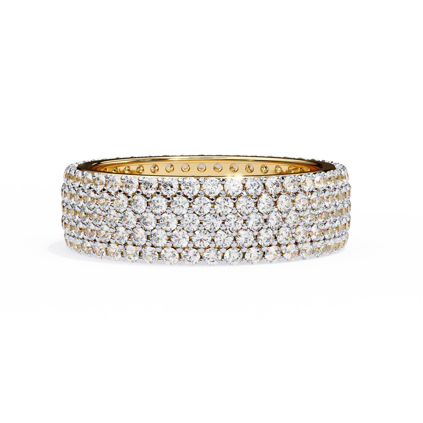 Bold Brilliance: Wide Lab Diamond Eternity Band in Yellow Gold