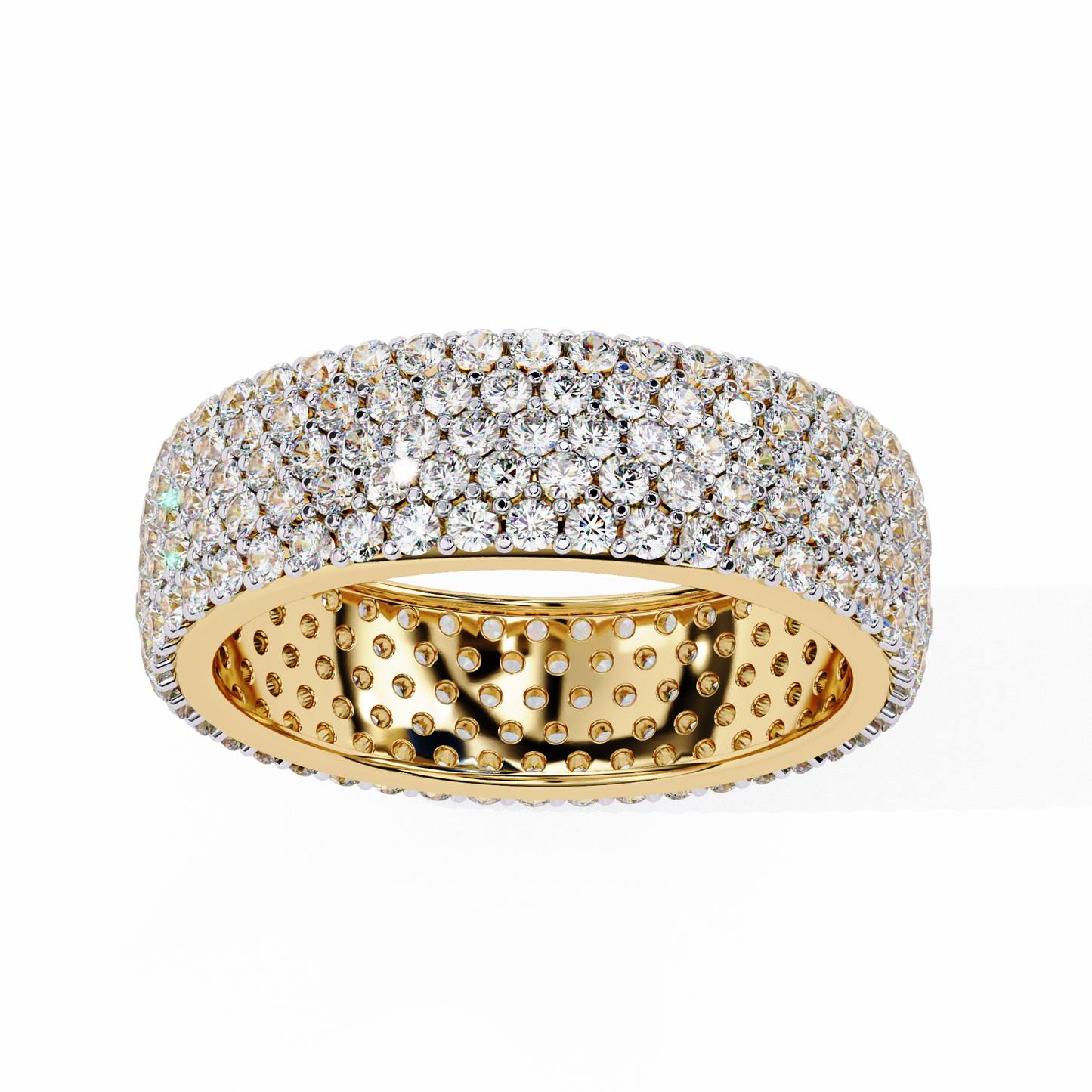 Bold Brilliance: Wide Lab Diamond Eternity Band in Yellow Gold