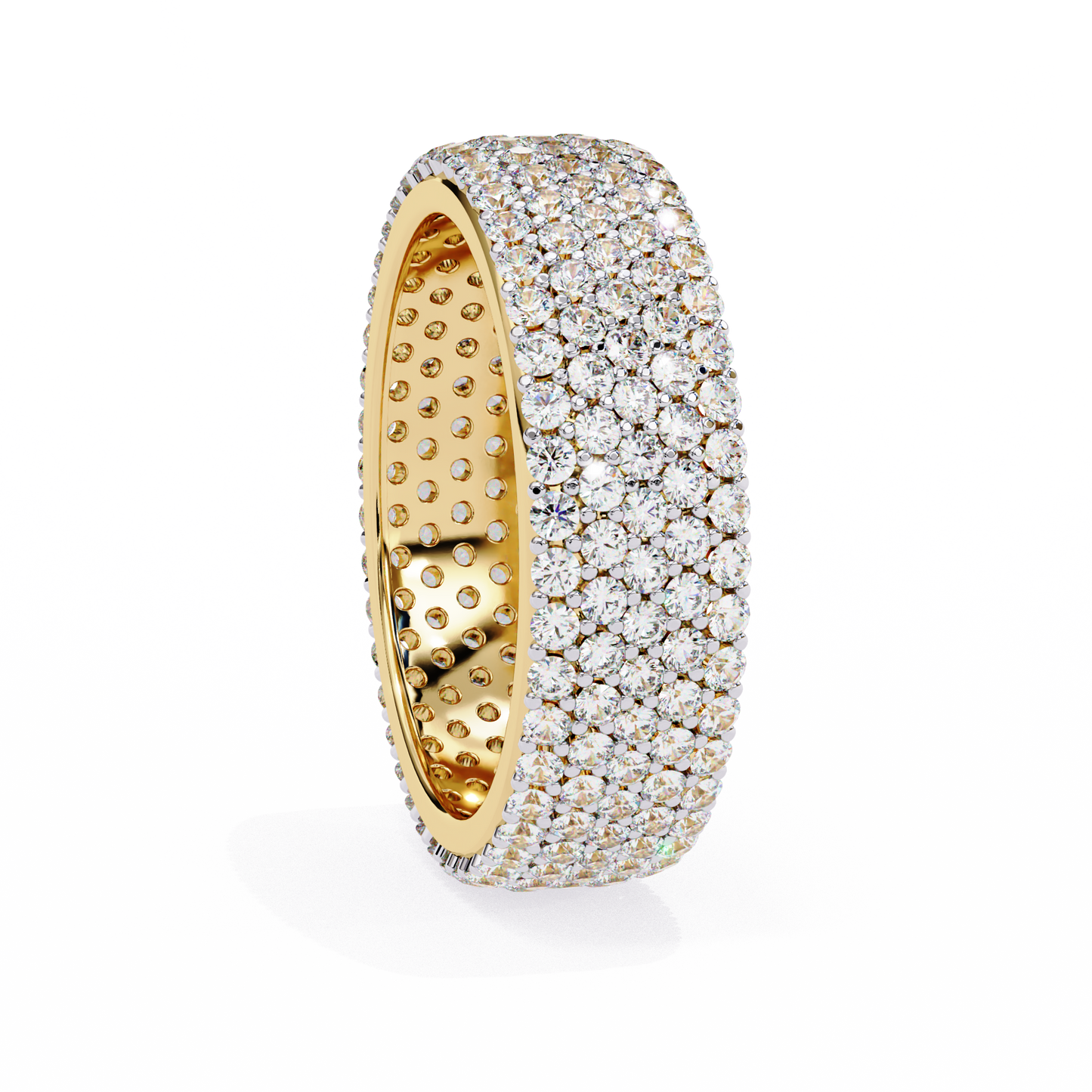 Bold Brilliance: Wide Lab Diamond Eternity Band in Yellow Gold