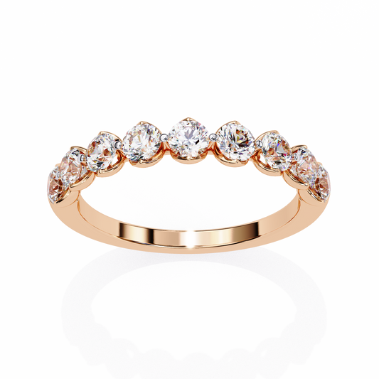 Lab-Created Diamond Half-Eternity Ring in Rose Gold , Round Cut Lab Grown Diamond Ring