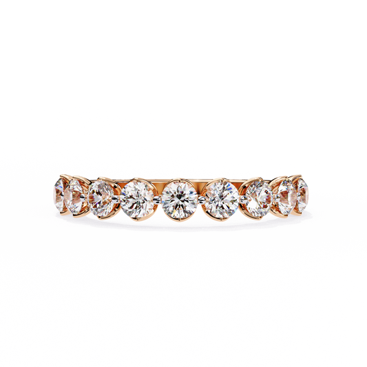 Lab-Created Diamond Half-Eternity Ring in Rose Gold , Round Cut Lab Grown Diamond Ring