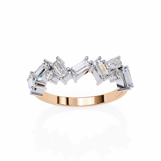 Dazzling Lab Diamond Ring in Modern Baguette Cut , Baguette & Round Lab Diamond Band