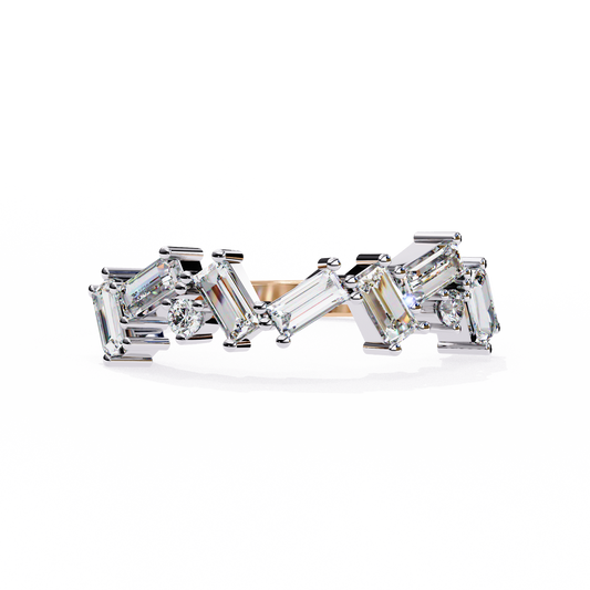Dazzling Lab Diamond Ring in Modern Baguette Cut , Baguette & Round Lab Diamond Band