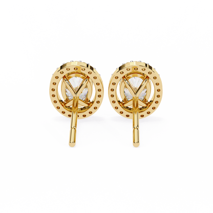 0.97 Ct Oval Cut Halo Lab Grown Diamond Stud Earrings