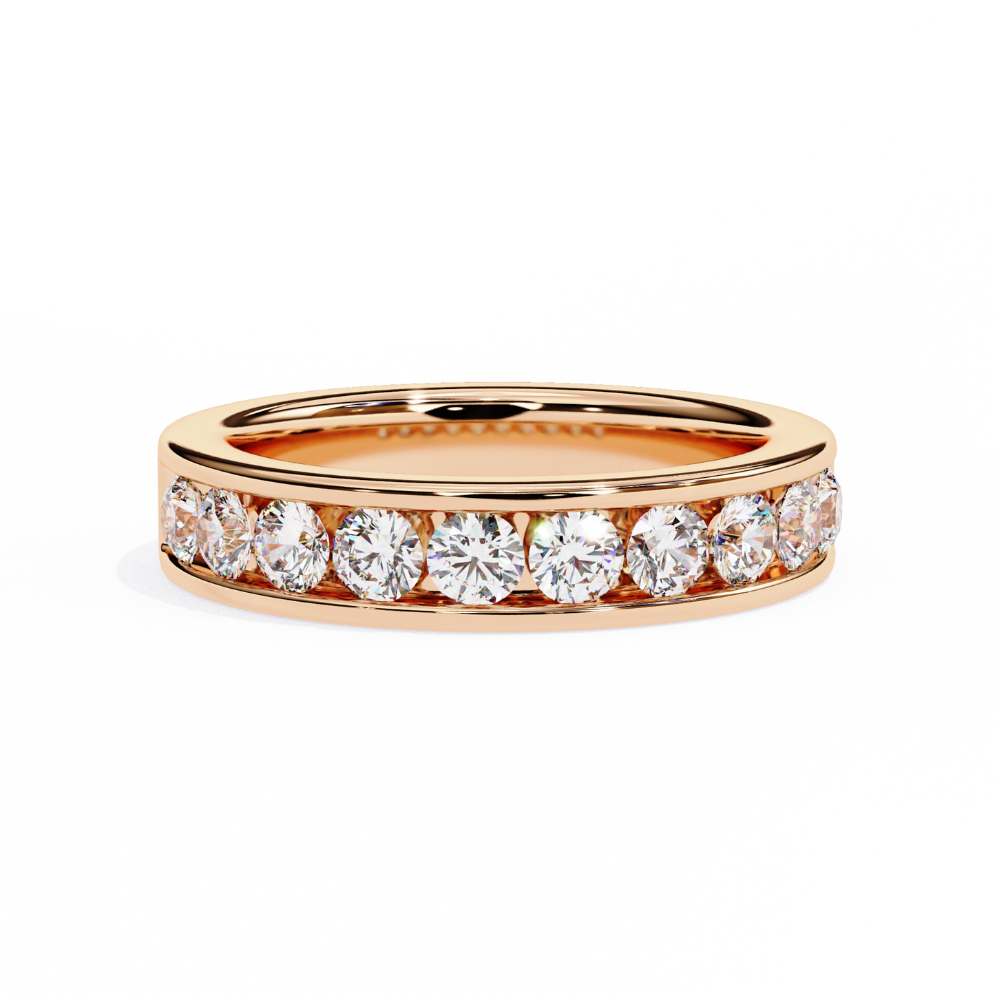 Endless Brilliance: Wide Rose Gold Band with Lab-Created Round Diamonds