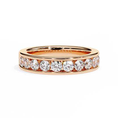 Endless Brilliance: Wide Rose Gold Band with Lab-Created Round Diamonds