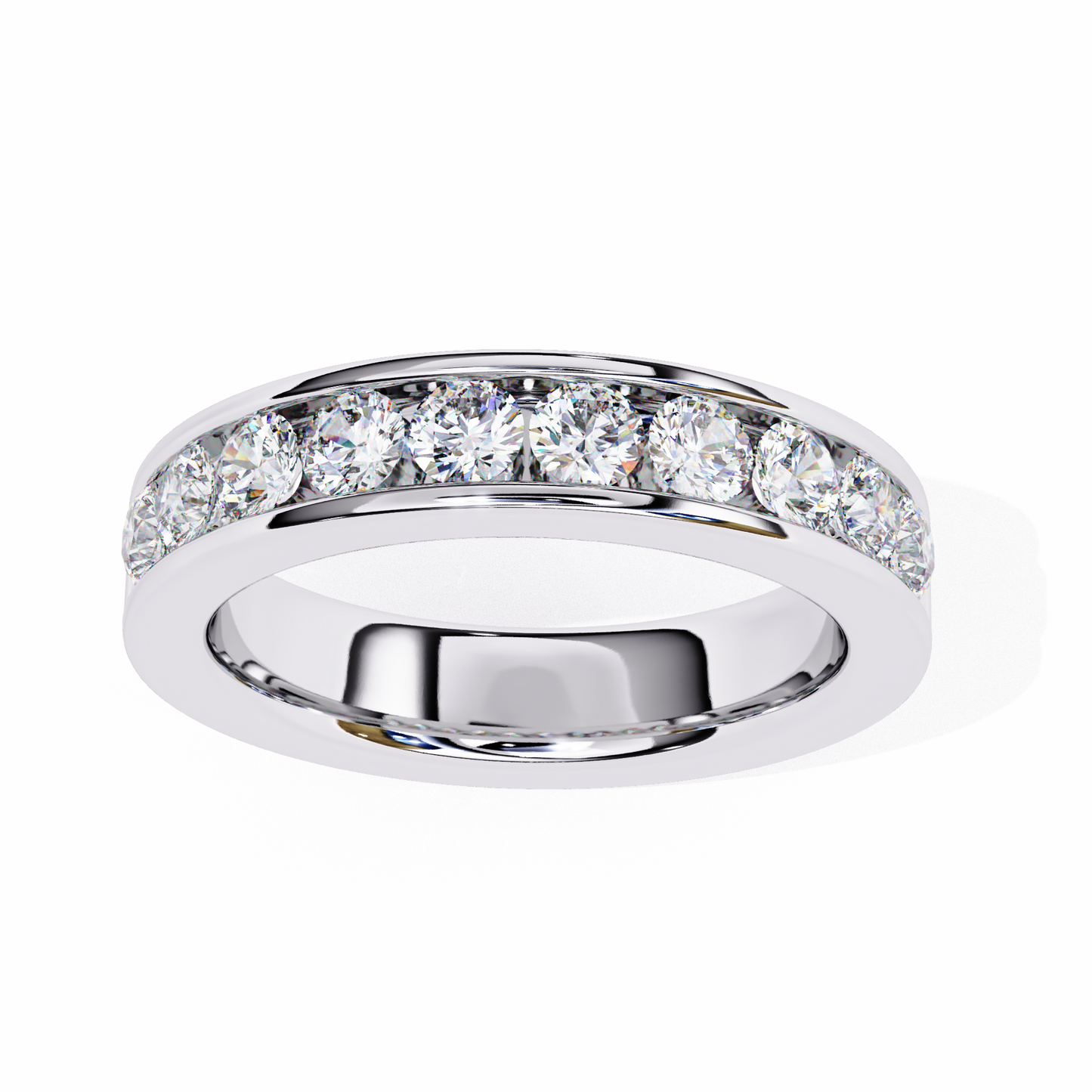 Endless Brilliance: Wide Rose Gold Band with Lab-Created Round Diamonds
