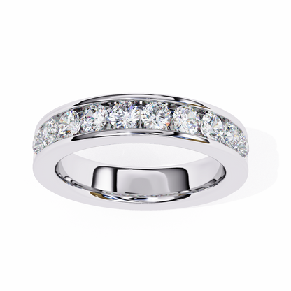 Endless Brilliance: Wide Rose Gold Band with Lab-Created Round Diamonds