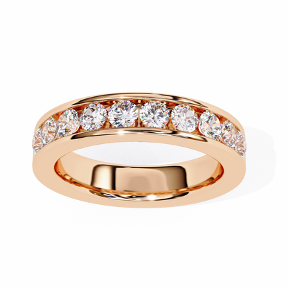 Endless Brilliance: Wide Rose Gold Band with Lab-Created Round Diamonds