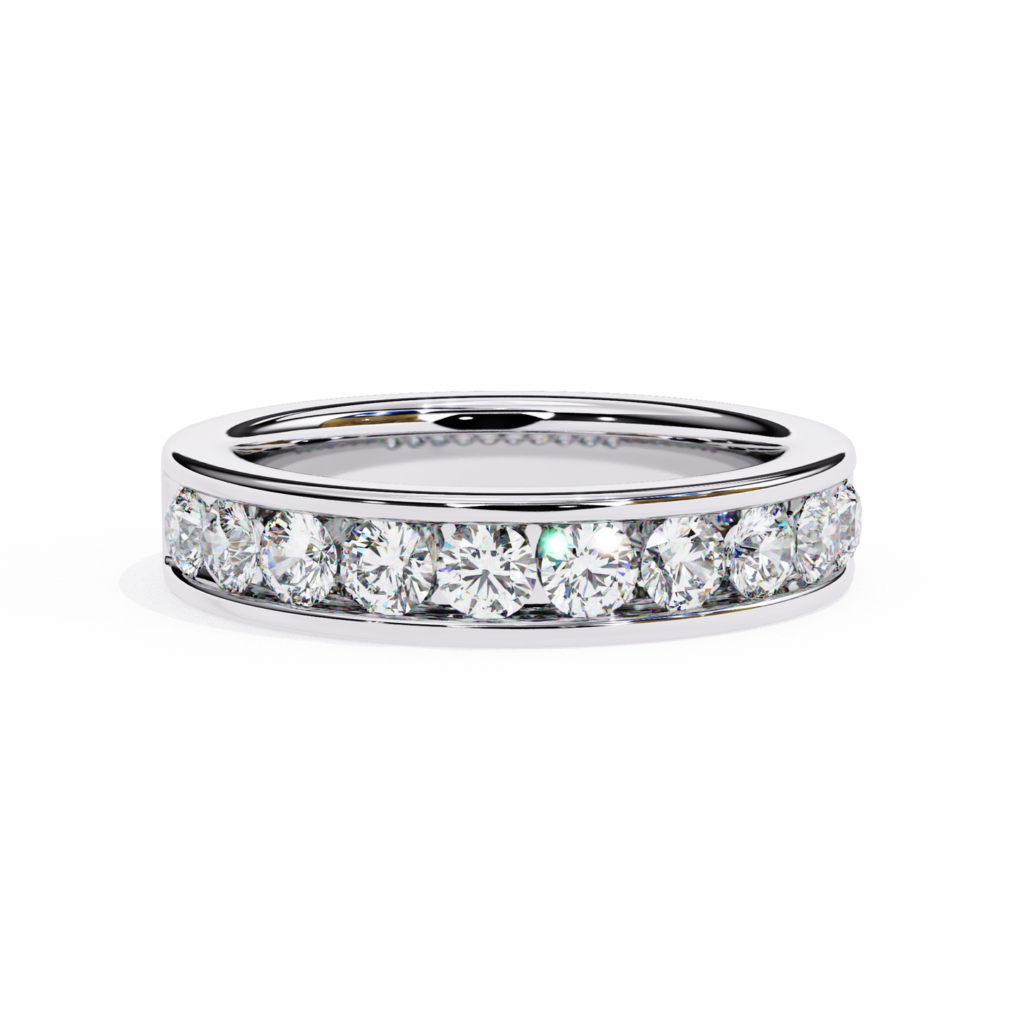 Endless Brilliance: Wide Rose Gold Band with Lab-Created Round Diamonds