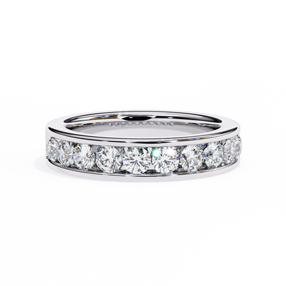 Endless Brilliance: Wide Rose Gold Band with Lab-Created Round Diamonds