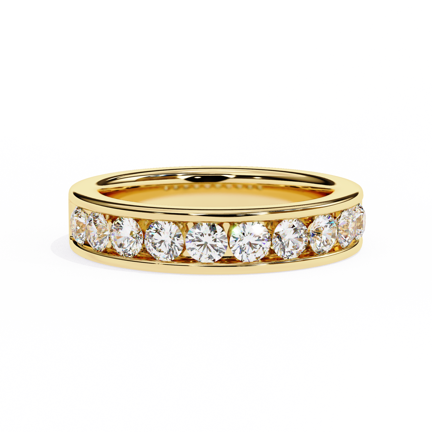 Endless Brilliance: Wide Rose Gold Band with Lab-Created Round Diamonds