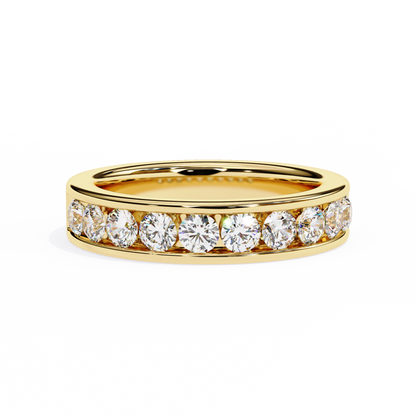 Endless Brilliance: Wide Rose Gold Band with Lab-Created Round Diamonds