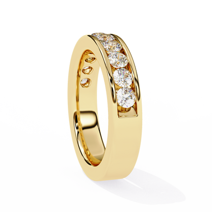 Endless Brilliance: Wide Rose Gold Band with Lab-Created Round Diamonds